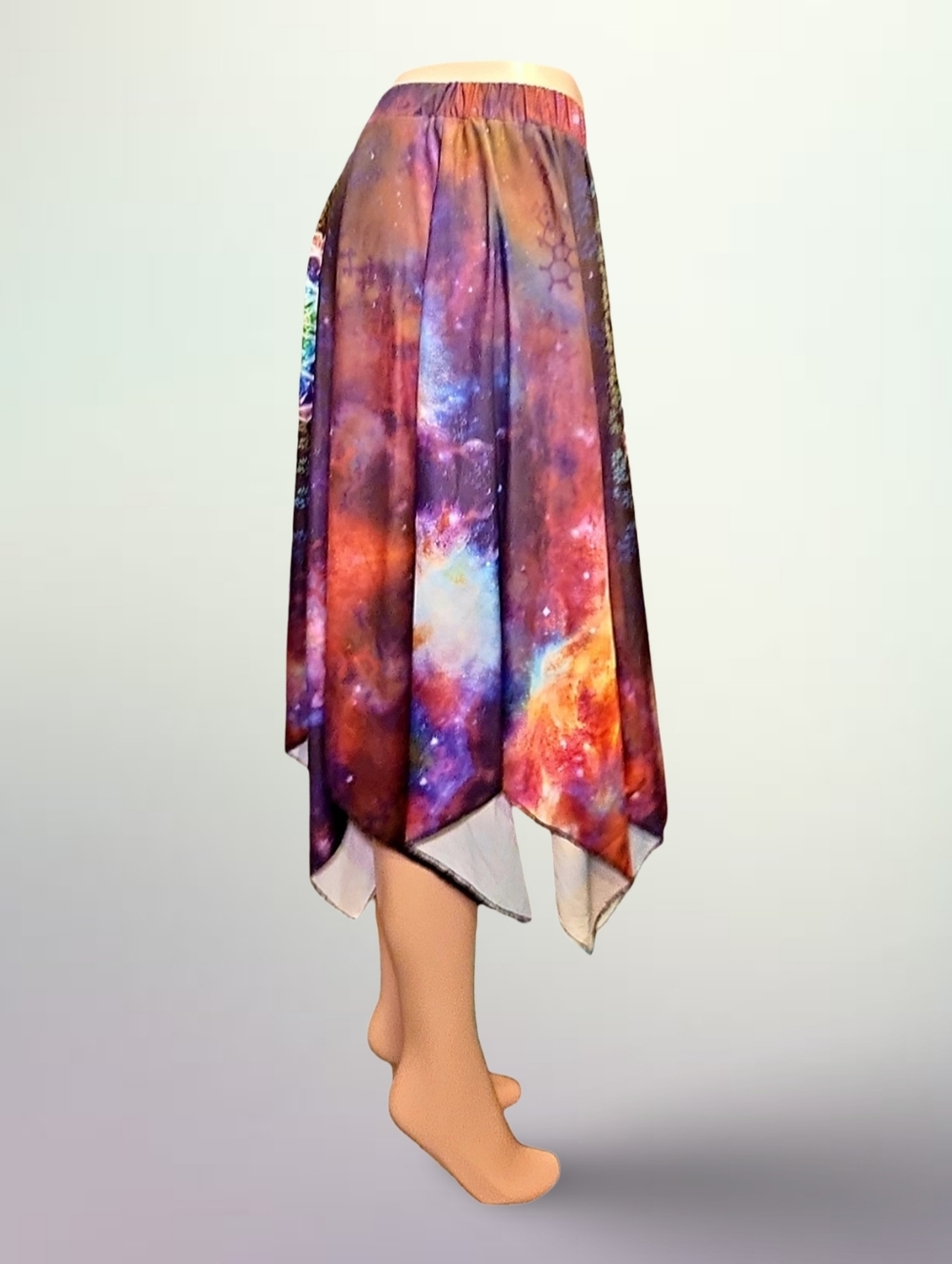 Pineal Paradise Women's Skirt Small Multicolor Galaxy Mandala Print Handkerchie…
